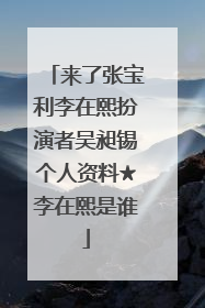 来了张宝利李在熙扮演者吴昶锡个人资料★李在熙是谁