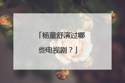 杨童舒演过哪些电视剧？