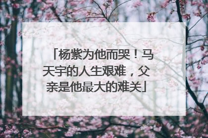 杨紫为他而哭!马天宇的人生艰难,父亲是他最大的难关
