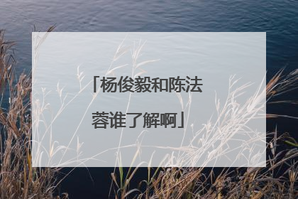 杨俊毅和陈法蓉谁了解啊