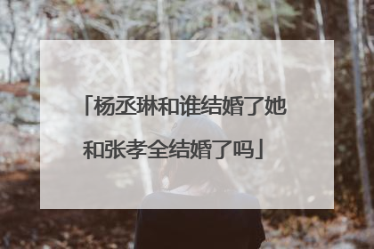 杨丞琳和谁结婚了她和张孝全结婚了吗