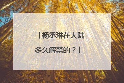 杨丞琳在大陆多久解禁的?