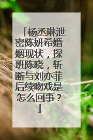 杨丞琳泄密陈妍希婚姻现状,探班陈晓,斩断与刘亦菲后续吻戏是怎么回事?