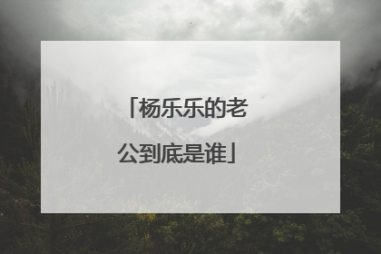 杨乐乐的老公到底是谁