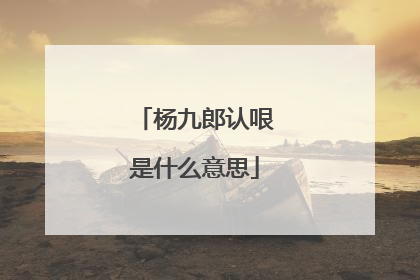 杨九郎认哏是什么意思