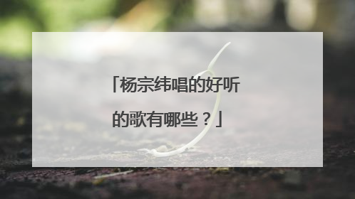 杨宗纬唱的好听的歌有哪些？