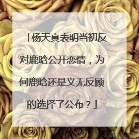 杨天真表明当初反对鹿晗公开恋情,为何鹿晗还是义无反顾的选择了公布?