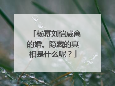 杨幂刘恺威离的婚。隐藏的真相是什么呢?