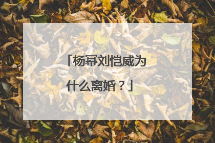 杨幂刘恺威为什么离婚？
