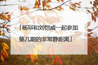 杨幂和刘恺威一起参加第几期的非常静距离