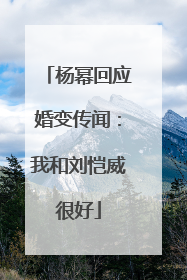 杨幂回应婚变传闻:我和刘恺威很好