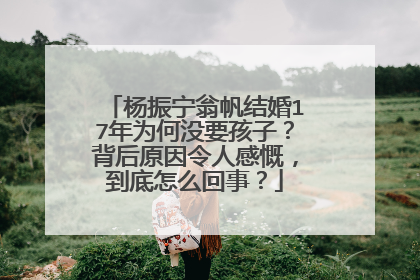 杨振宁翁帆结婚17年为何没要孩子？背后原因令人感慨，到底怎么回事？