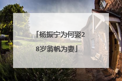 杨振宁为何娶28岁翁帆为妻