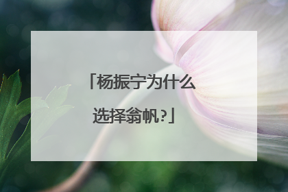 杨振宁为什么选择翁帆?