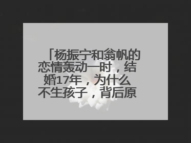 杨振宁和翁帆的恋情轰动一时，结婚17年，为什么不生孩子，背后原因是啥？