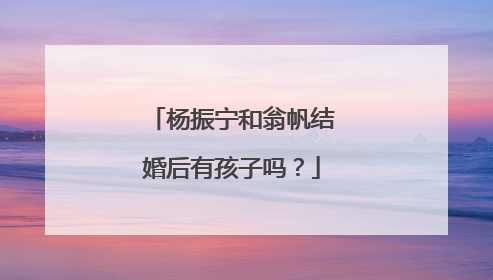 杨振宁和翁帆结婚后有孩子吗？