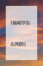 杨明学怎么死的