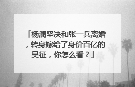 杨澜坚决和张一兵离婚，转身嫁给了身价百亿的吴征，你怎么看？
