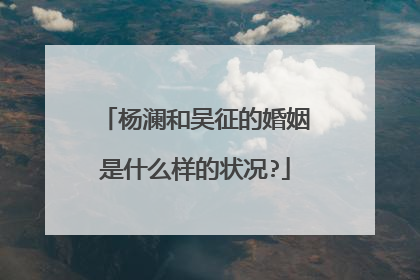 杨澜和吴征的婚姻是什么样的状况?