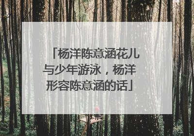 杨洋陈意涵花儿与少年游泳,杨洋形容陈意涵的话