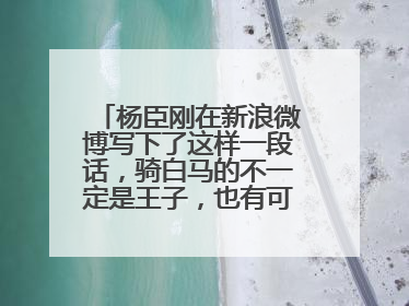 杨臣刚在新浪微博写下了这样一段话，骑白马的不一定是王子，也有可能是杨臣刚