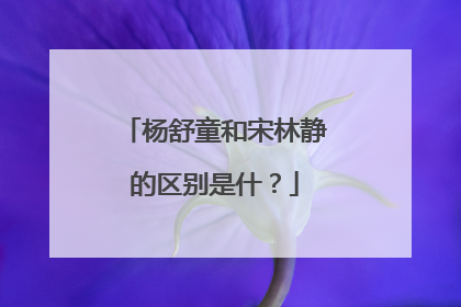 杨舒童和宋林静的区别是什？