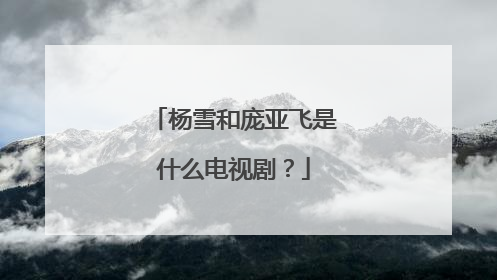 杨雪和庞亚飞是什么电视剧？