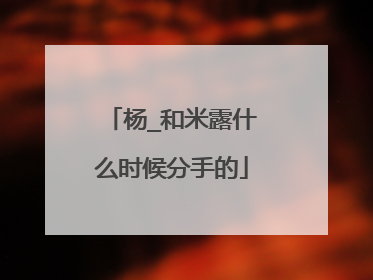 杨_和米露什么时候分手的
