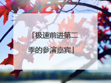 极速前进第二季的参演嘉宾