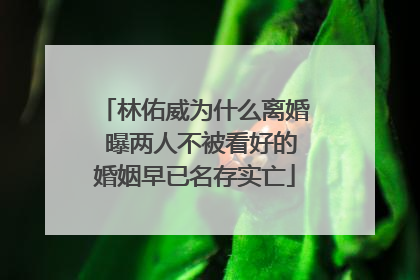林佑威为什么离婚 曝两人不被看好的婚姻早已名存实亡