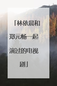 林依晨和郑元畅一起演过的电视剧