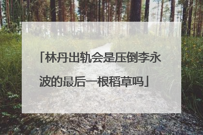 林丹出轨会是压倒李永波的最后一根稻草吗