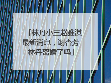 林丹小三赵雅淇最新消息,谢杏芳林丹离婚了吗