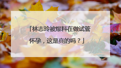 林志玲被爆料在做试管怀孕,这是真的吗?