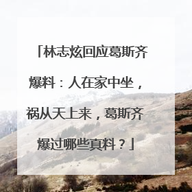 林志炫回应葛斯齐爆料：人在家中坐，祸从天上来，葛斯齐爆过哪些真料？