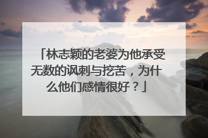 林志颖的老婆为他承受无数的讽刺与挖苦,为什么他们感情很好?