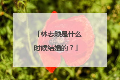 林志颖是什么时候结婚的?