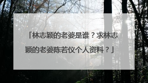 林志颖的老婆是谁?求林志颖的老婆陈若仪个人资料?