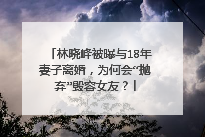 林晓峰被曝与18年妻子离婚,为何会“抛弃”毁容女友?