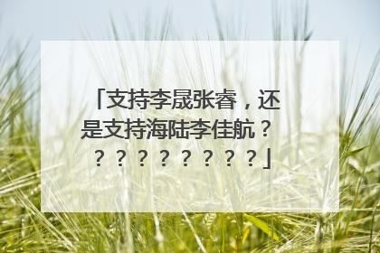 支持李晟张睿,还是支持海陆李佳航?????????