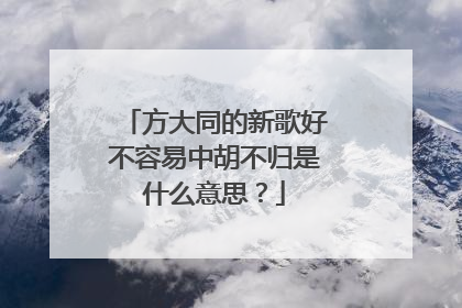 方大同的新歌好不容易中胡不归是什么意思？
