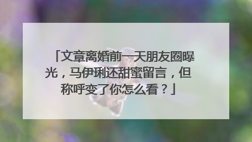 文章离婚前一天朋友圈曝光，马伊琍还甜蜜留言，但称呼变了你怎么看？