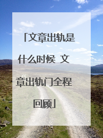 文章出轨是什么时候 文章出轨门全程回顾