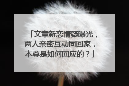 文章新恋情疑曝光,两人亲密互动同回家,本尊是如何回应的?