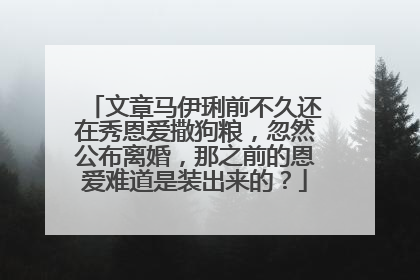 文章马伊琍前不久还在秀恩爱撒狗粮，忽然公布离婚，那之前的恩爱难道是装出来的？