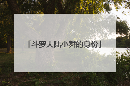 斗罗大陆小舞的身份