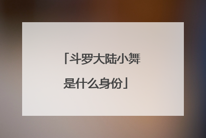 斗罗大陆小舞是什么身份