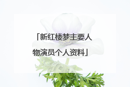 新红楼梦主要人物演员个人资料