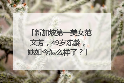 新加坡第一美女范文芳，49岁冻龄，她如今怎么样了？