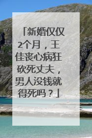 新婚仅仅2个月,王佳丧心病狂砍死丈夫,男人没钱就得死吗?